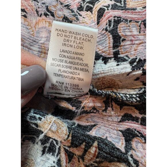 Alter'd State Black Floral Mini Bell Sleeve Boho Dress Size L - Picture 10 of 12